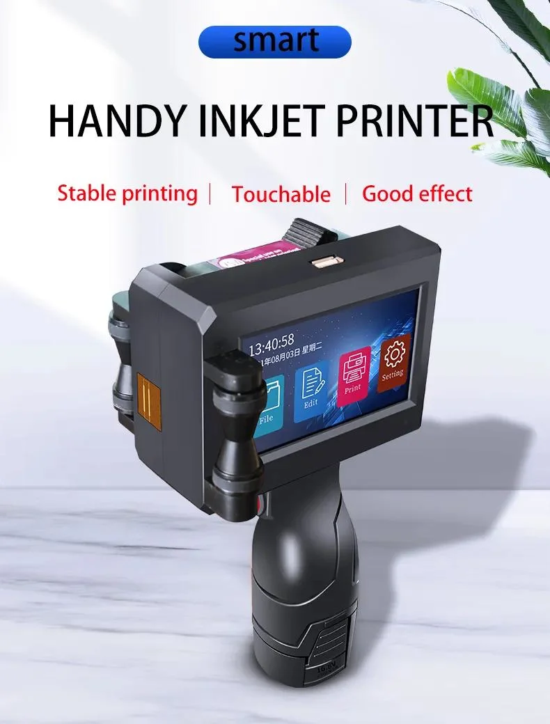 12.7mm Thermal Portable Barcode Qrcode Handheld Inkjet Printer with Stand