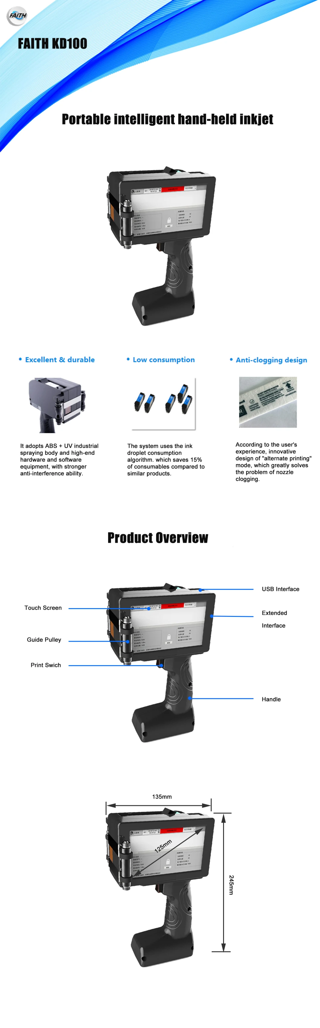 Faith Portable Handheld Continuous Ink-Jet Digital Printer